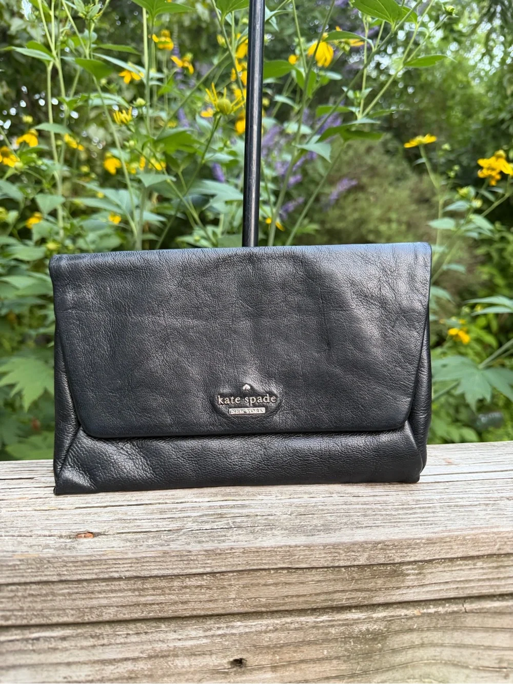Kate Spade New York Black Flap over Leather Clutch